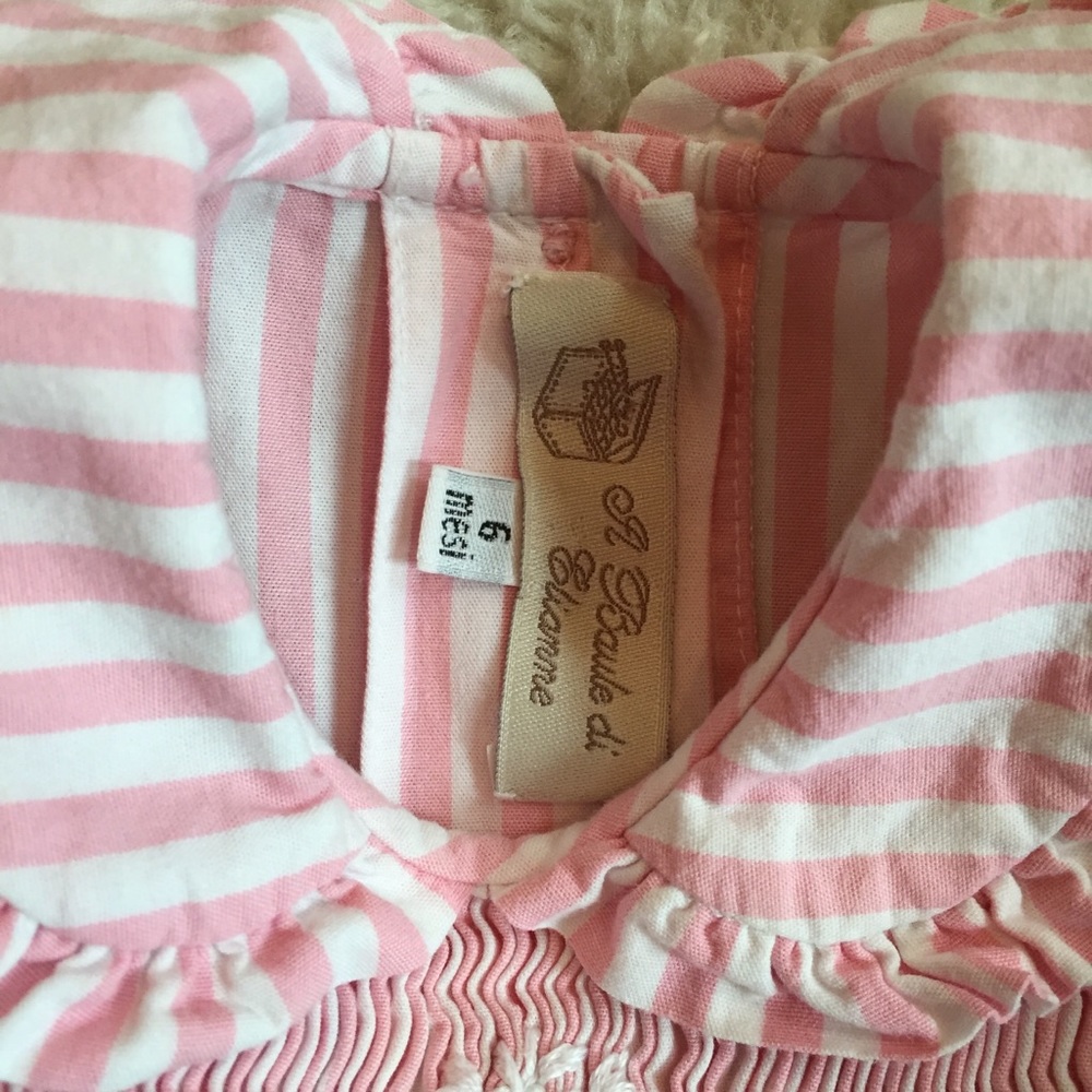*SOLD* Pink & White Striped Smocked Dress - Picture 3 of 5